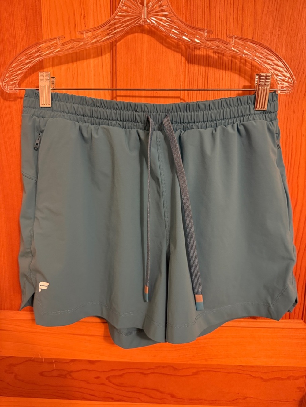 Fabletics Dusty Teal Drawstring Athletic Shorts